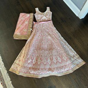 Pink Lehenga with White Embroidery